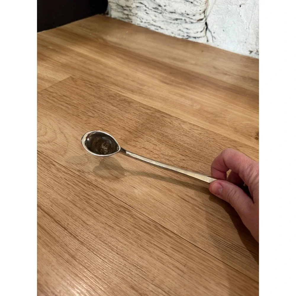 Vintage Silver Tone Metal Candle Snuffer Bell Extinguisher Long Curved Handle 9